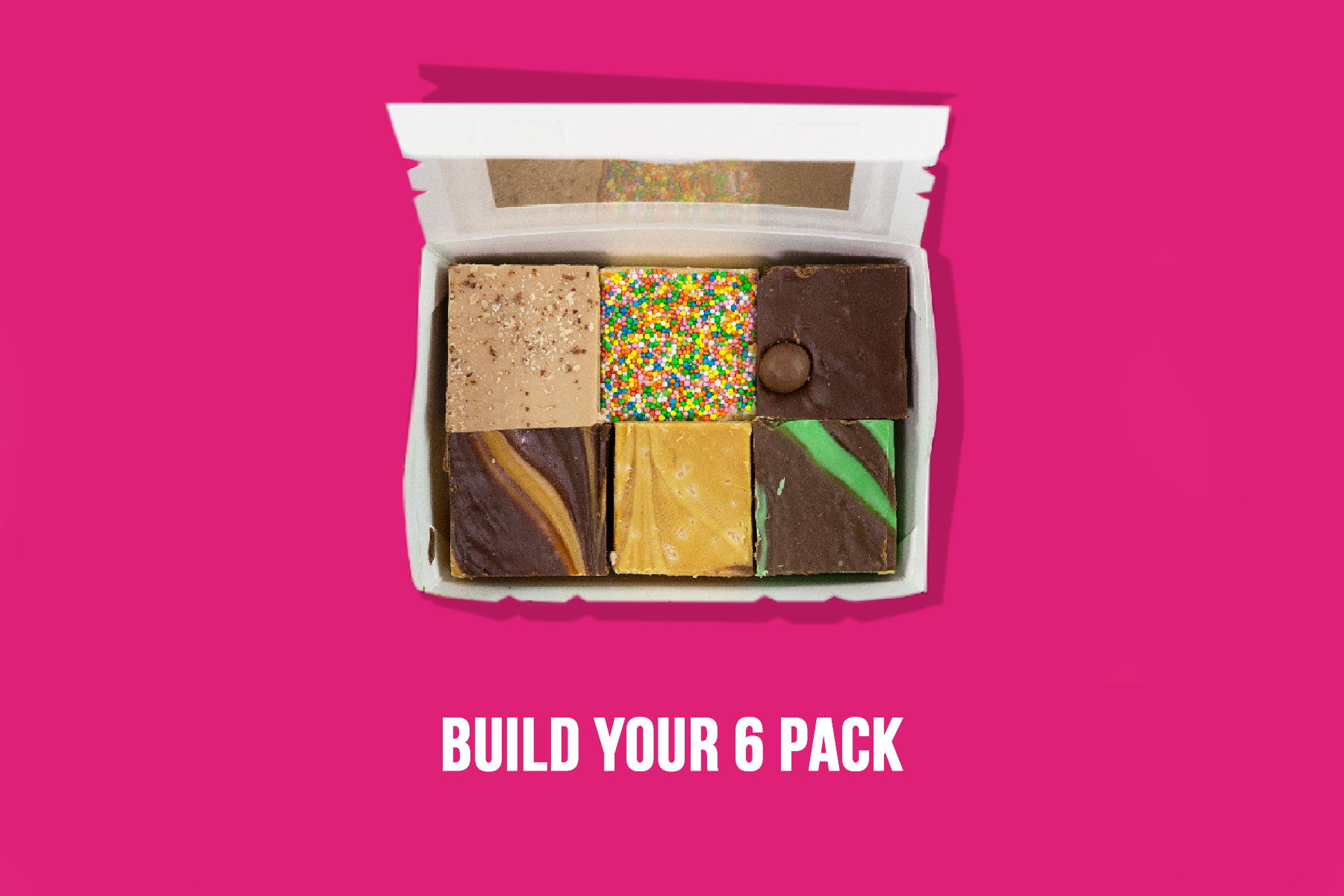 BUILD YOUR OWN FUDGE BOX WITH UP TO 6 INDIVIDUAL FUDGE SQUARES